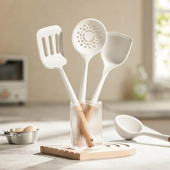 MOMO HOME家居厨房用具硅胶锅铲套装汤勺烹饪厨具用具木柄