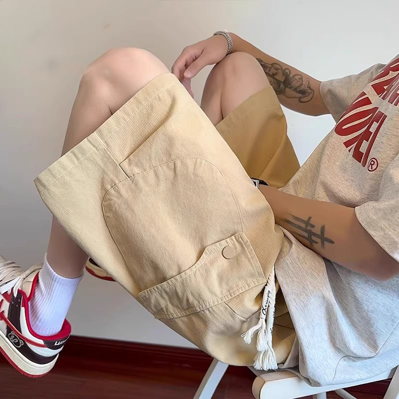 Men's Summer Casual Loose-Fitting Sports Shorts, American Style Trendy Brand, Large Pockets, Pure Cotton Basketball Mid-Length Shorts Men's Summer Casual Loose-Fitting Sports Shorts, American Style Trendy Brand, Large Pockets, Pure Cotton Basketball Mid-Length Shorts