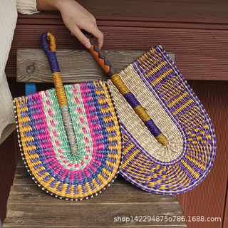 Seagrass woven fan summer hand-operated cattail fan decoration b&b wall hanging fan household fan im element vietnamese characteristics
