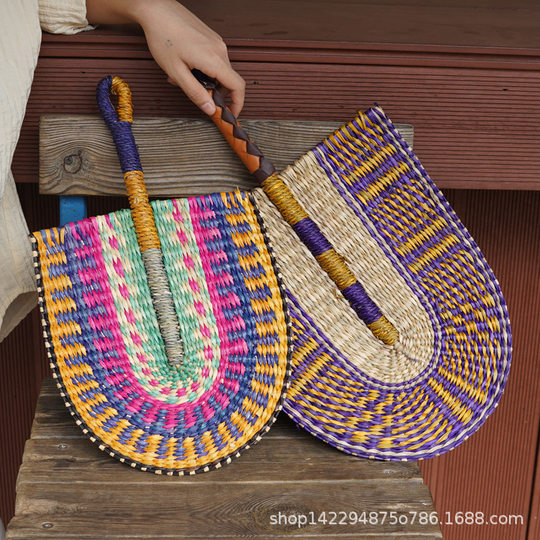 Seagrass woven fan summer hand-operated cattail fan decoration B&B wall hanging fan household fan im element Vietnamese characteristics
