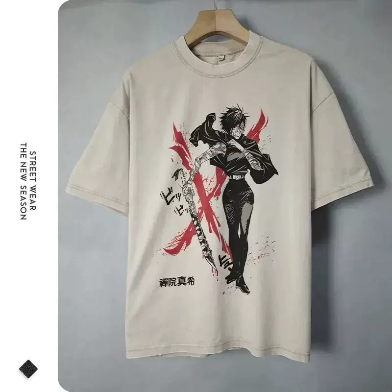 [Аниме J-Jujutsu K-Kaisen футболки Vintage washed CHOSO T-shirt]