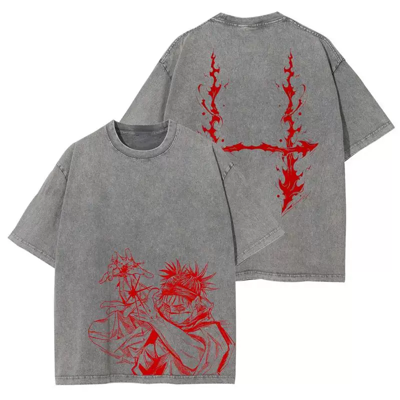 [Аниме J-Jujutsu K-Kaisen футболки Vintage washed CHOSO T-shirt]