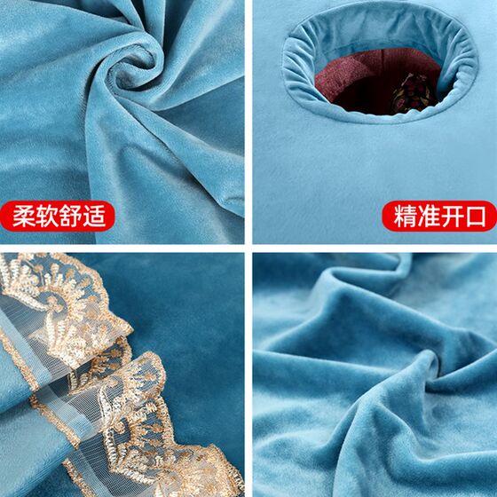 美容床单美容院耐洗抗皱水晶绒蕾丝边带洞U洗头按摩铺床巾