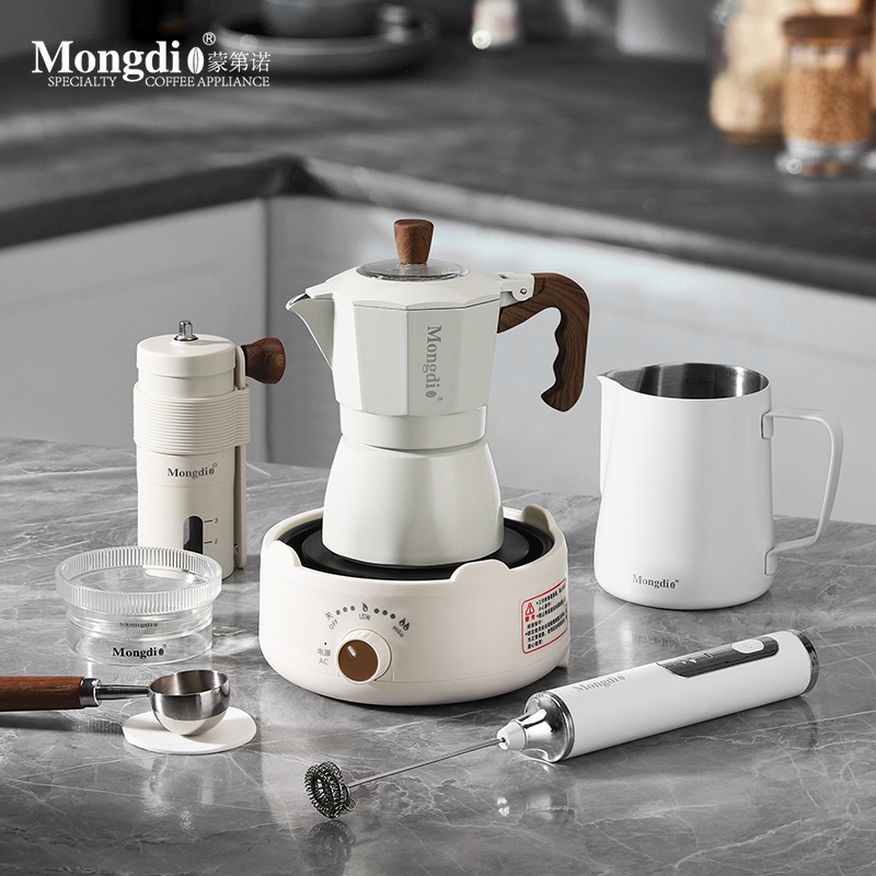 Mongdio ダブルバルブ モカポットセット 3世代のコーヒーマシン 家庭用エスプレッソ抽出 モカコーヒーポット