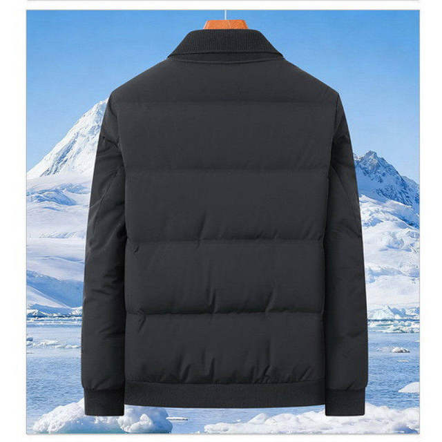 Woodpecker Winter Men's down Jacket for Young and Middle-Aged Men, White Duck Down, Casual Knit Collar, Detachable Warm Coat Top