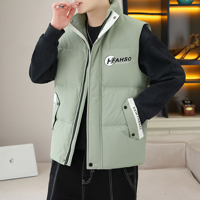 Woodpecker down Cotton Vest for Men 2025 Autumn/Winter Versatile Thickened Warm Sleeveless Jacket Top