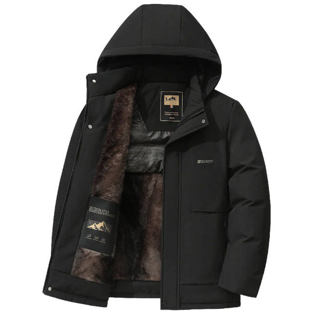 Woodpecker 2026 men's winter velvet thickened warm hooded middle-aged and elderly dad's down jacket