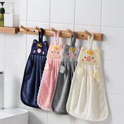 Cute Hanging Hand Towel, Thickened Quick-Drying Hand Cloth, Bathroom Kitchen Absorbent Towel, Face Towel, Handkerchief, Cartoon Cleaning Cloth