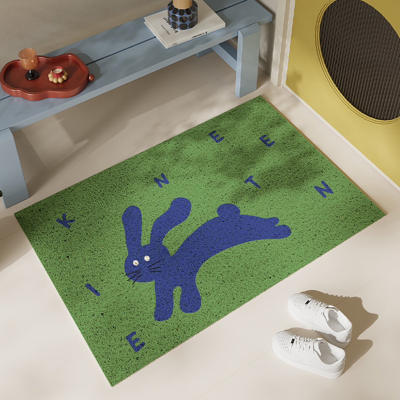 Rabbit silk circle floor mat at the entrance, non-slip and stain-resistant, cuttable home entrance carpet, high-density foot mat, entrance door mat
