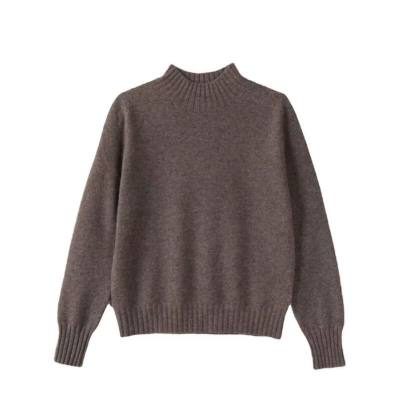 Chuan Bai Autumn and Winter Seamless One-Line Knit Round Neck Design Yak Wool Knitwear-17553