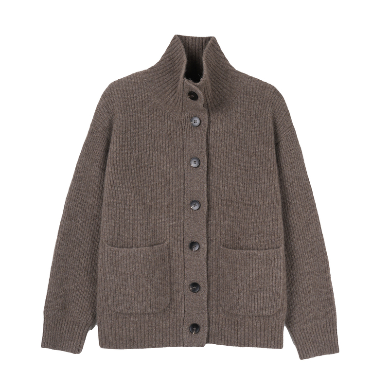 【100% Yak Wool】Stand Collar Thickened Sweater with Pocket Button Cardigan Versatile-31509