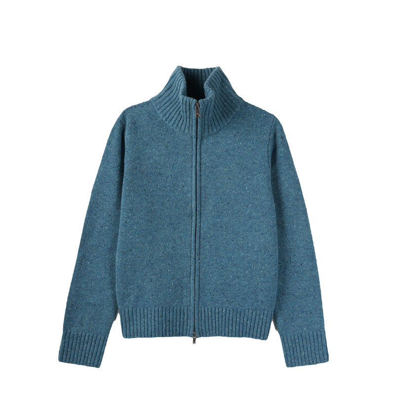 Chuanbai Versatile Zip-Up Cardigan with Stand Collar, Warm Knit Top, Commuter Style Sweater Coat 112606