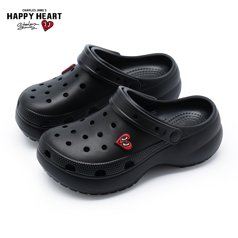 Charles Heart Hole Shoes for Women 2026 Summer New Thick-Soled Breathable Non-Slip Beach Shoes Casual Seaside Slippers