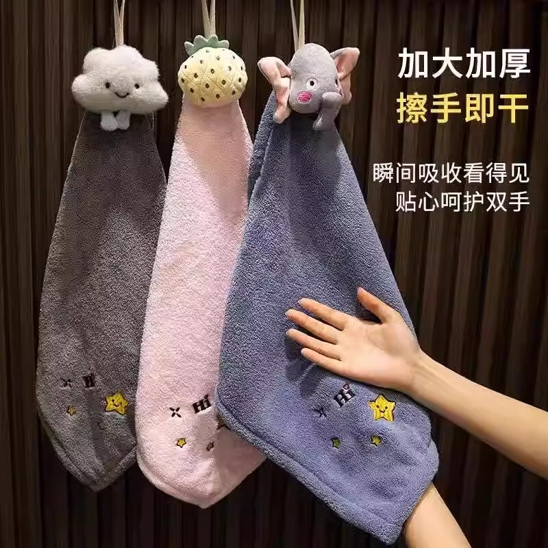 Cute Hand Towel, Large Quick-Drying Bathroom Cartoon Hand Towel, Small Square Towel for Washing Hands, Kitchen Rag
