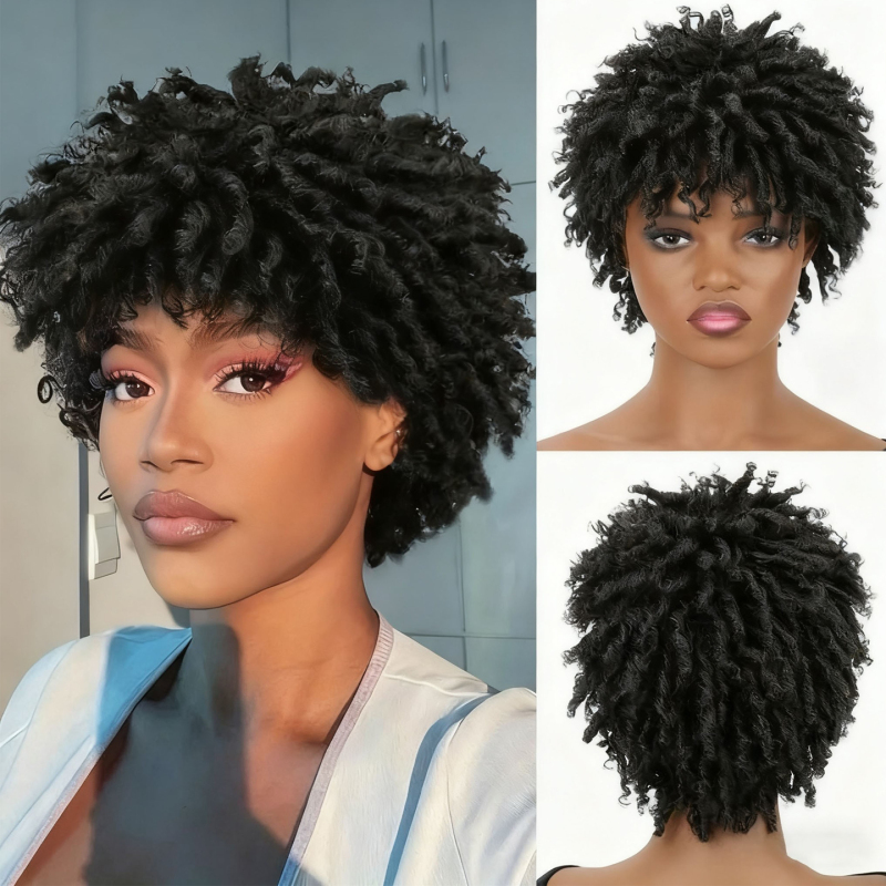 Cross-Border European, American, and African Short Dreadlocks Full Head Wig, Explosive Fluffy Tube Curly Dreadlocks, Dreadlockwigs Cross-Border European, American, and African Short Dreadlocks Full Head Wig, Explosive Fluffy Tube Curly Dreadlocks, Dreadlockwigs