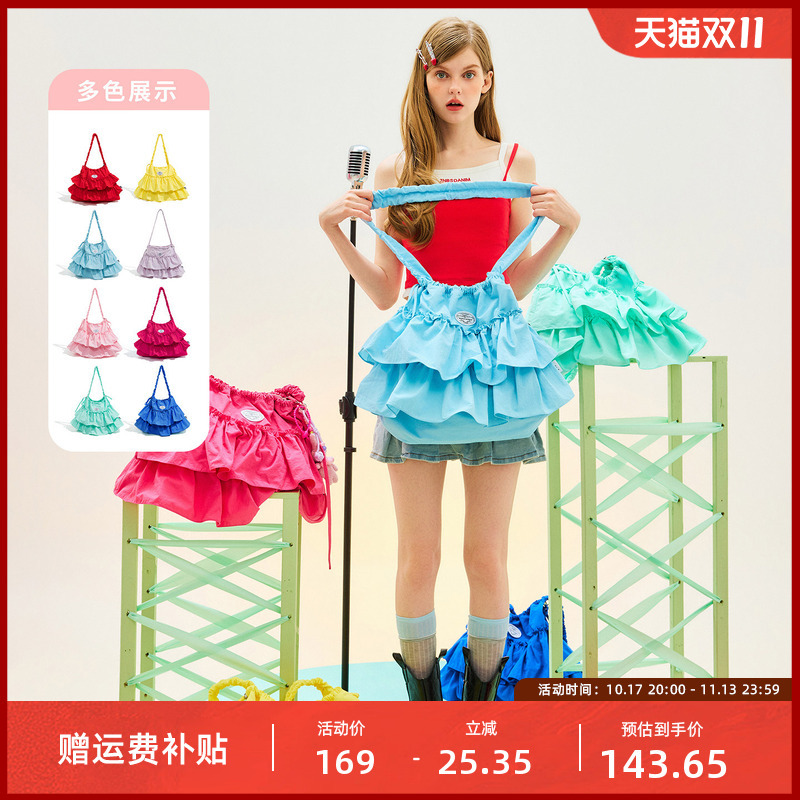 Wangxiaoben Original New Dopamine Color Candy Solid Color Shoulder Bag Crossbody Bag Da2015205