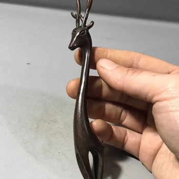 Tea ceremony utensils, deer teapot, lid, solid carving, antique miscellaneous pieces, deer head plug, ornaments