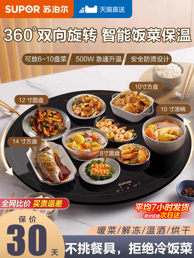 Supor Warming Plate, Hot Plate, Insulation Plate, Round Multifunctional Household Dining Table Rotating Plate, 2026 New Model