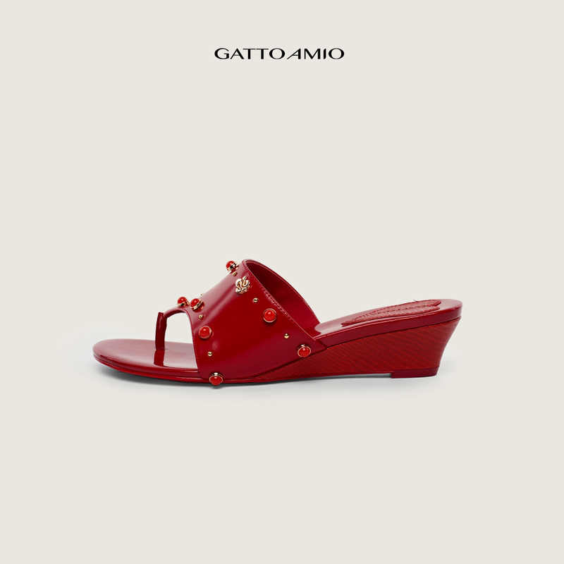 Gattoamio 26Ss Wedge Heel Gemstone Flip-Flops Gattoamio 26Ss Wedge Heel Gemstone Flip-Flops