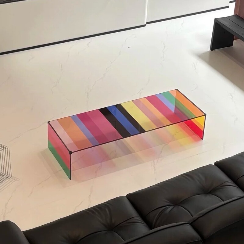 Glasmigisa Glass Coffee Table Rainbow Gradient Color Living Room Modern Minimalist Light Luxury Side Table Low Table Tatami Glasmigisa Glass Coffee Table Rainbow Gradient Color Living Room Modern Minimalist Light Luxury Side Table Low Table Tatami