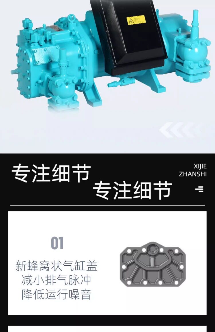 冷库制冷机组浙江博莱特制冷半封闭中高低温风冷水冷活塞压缩机头(pic7)