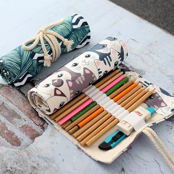 Sketch pencil pencil bag for women canvas large capacity 48 holes art student painting 72 holes men storage pen curtain rolling pen bag