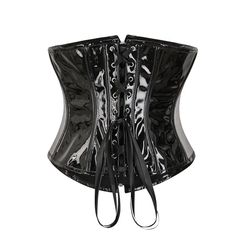 Short Shapewear with Waist Cincher for Outerwear, New European and American Style, Shiny Leather Tummy Control Belt with Zipper, Waist Cincher, Waist Trainer