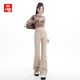 卡其色喇叭裤工装裤女春季2025新款高级感美式阔腿拖地微喇牛仔裤