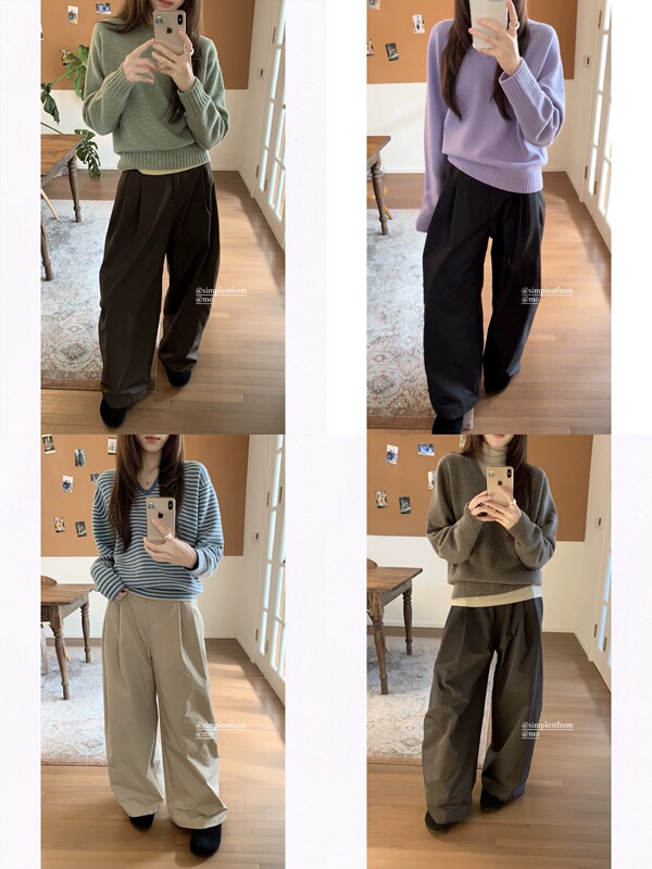 Mo Studio|Amomento Affordable Casual Versatile Multi-Color Semi-Elastic Waist Relaxed Loose Pants Mo Studio|Amomento Affordable Casual Versatile Multi-Color Semi-Elastic Waist Relaxed Loose Pants