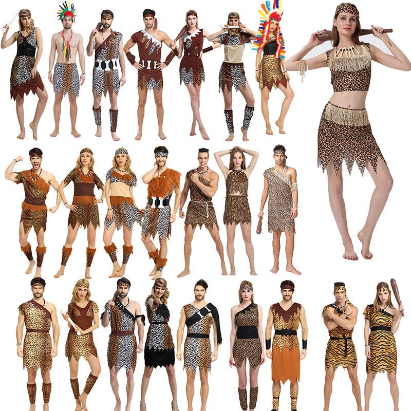 Native Clothing for Men and Women, Indigenous African Primitive People, Indian Leopard Print Suit, African Foot Dance Costume Native Clothing for Men and Women, Indigenous African Primitive People, Indian Leopard Print Suit, African Foot Dance Costume