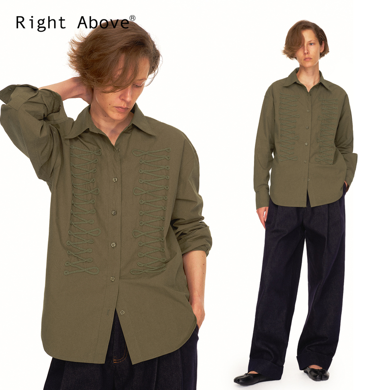 Right Above Heavy-Duty 100% Cotton Boyfriend-Style Oversize Relaxed Fit Napoleon Shirt for Autumn