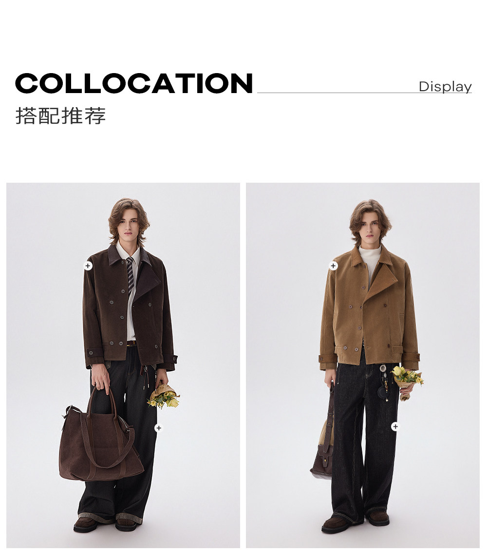CHOR Asymmetric Placket Cropped Work Jacket