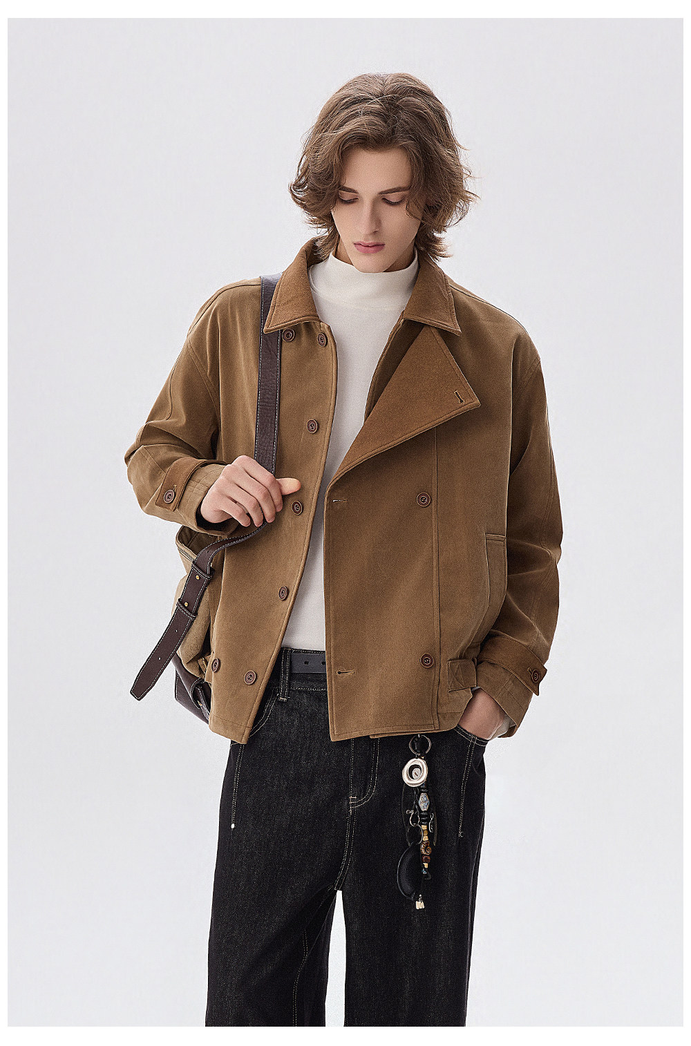 CHOR Asymmetric Placket Cropped Work Jacket