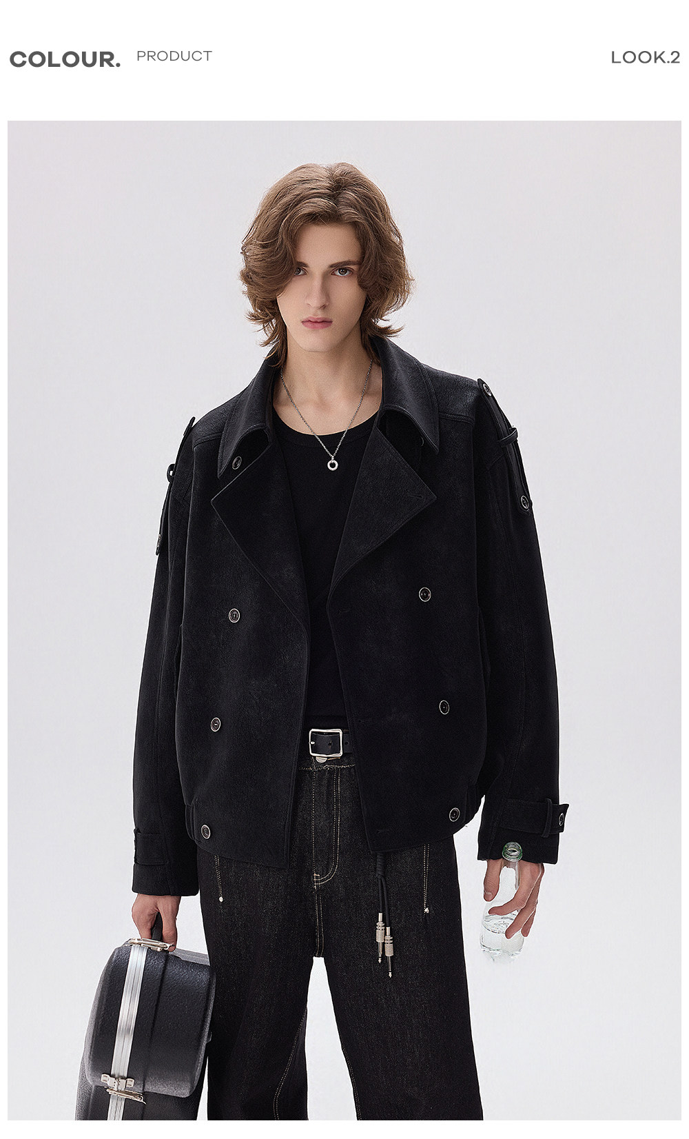 CHOR Black Double-Breasted Trench Coat