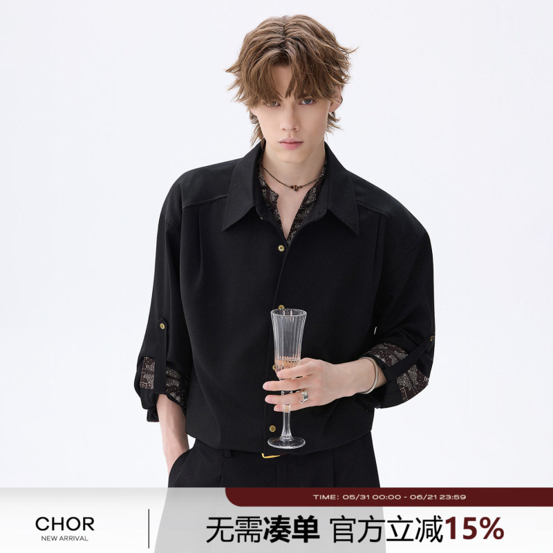 Chor Italian Minimalist Style Paisley Print Long-Sleeve Shirt Men's Casual Shirt Business High-End Top Trendy Chor Italian Minimalist Style Paisley Print Long-Sleeve Shirt Men's Casual Shirt Business High-End Top Trendy