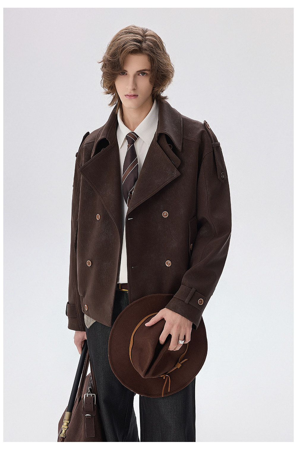 CHOR Black Double-Breasted Trench Coat