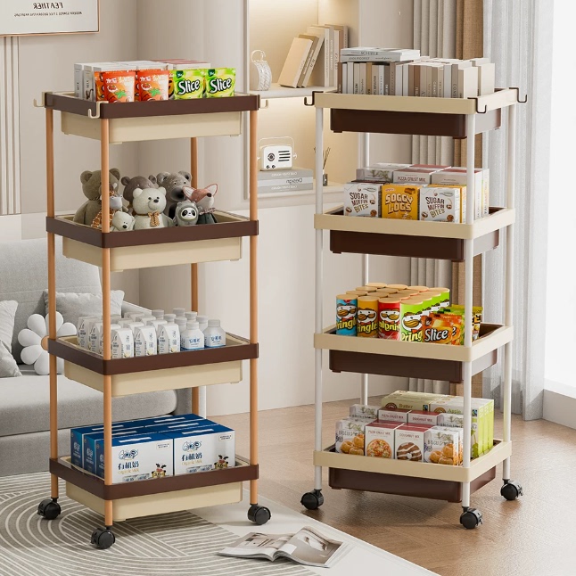 Small Trolley Storage Rack for Kitchen, Bedroom, Multi-Layer Baby Snack Organizer, Mobile Bathroom Storage Shelf Small Trolley Storage Rack for Kitchen, Bedroom, Multi-Layer Baby Snack Organizer, Mobile Bathroom Storage Shelf