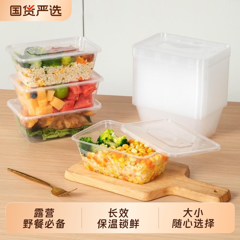 Disposable Lunch Box, Thickened Rectangular Food-Grade Pp Container for Fast Food, with Lid, Soup Bowl, High Temperature Resistant, Microwaveable