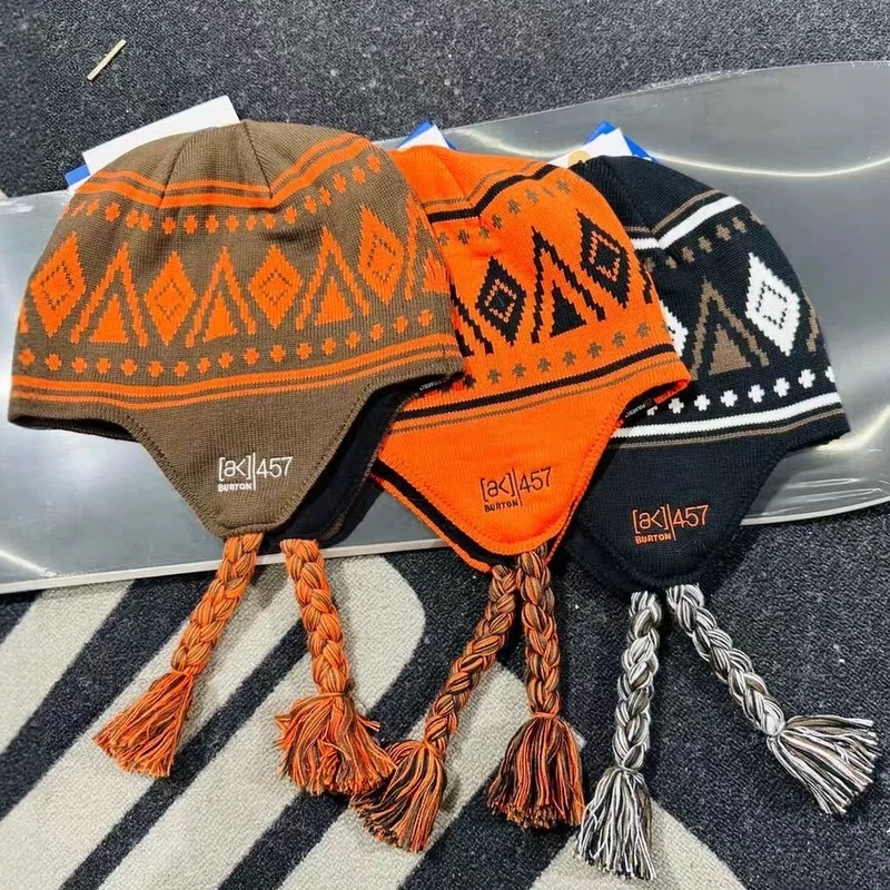 Ak457 Cold-Proof and Warm Ear-Covering Retro Japanese-Style Braided Hat Outdoor Sports Hiking Skiing Ear-Covering Knitted Hat