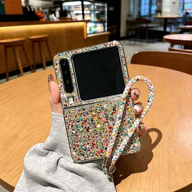 Colorful Rhinestone Bracelet Case Suitable for Huawei Purax Phone, New Foldable Screen Women's Pocket 2 Matte Electroplated Hard Case, Huawei Puraxmax Fashionable Simple Lightweight Trendy Brand Colorful Rhinestone Bracelet Case Suitable for Huawei Purax Phone, New Foldable Screen Women's Pocket 2 Matte Electroplated Hard Case, Huawei Puraxmax Fashionable Simple Lightweight Trendy Brand