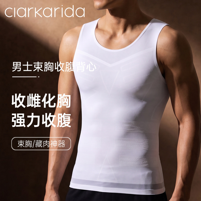 Clarkarida Men's Seamless Tummy Control Vest, Belly Slimming Magic Underwear, Sports Breathable Waist Shaping Garment Clarkarida Men's Seamless Tummy Control Vest, Belly Slimming Magic Underwear, Sports Breathable Waist Shaping Garment