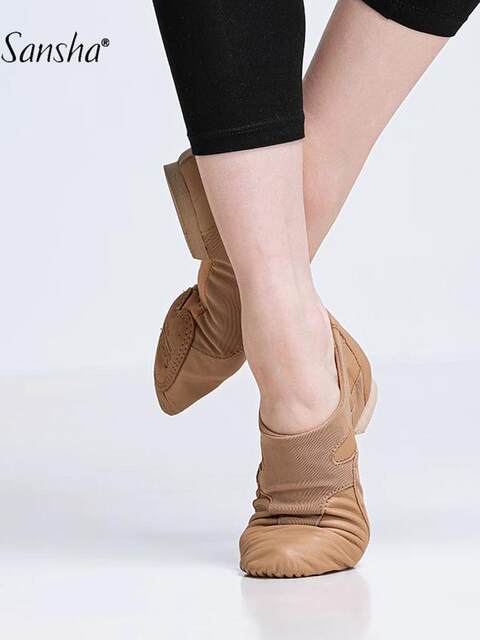 Sansha Jazz Dance Shoes Elastic Mesh Cowhide Modern Dance Shoes Soft Sole Teacher Shoes Dance Practice Shoes for Women