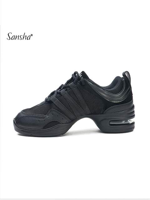 Sansha Sansha Jazz Dance Shoes Women's Soft Sole Mesh Modern Square Dance Shoes Breathable Dance Shoes Fitness Mid-Heel