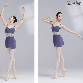 Sansha French Sansha Girls' Dance Costume for Adults, Mesh Printed Suspender Practice Outfit, Ballet Leotard