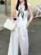 Sweet Style ~ White Sleeveless Camisole + Pants Suit for Women ◆ 25 New Summer High-Waist Slimming Look Two-Piece Set