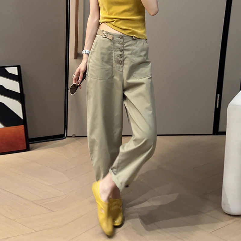 Khaki Cropped Jeans for Women 2026 New Style Plus Size Slimming Loose Casual Long Pants Korean Style Lazy Style Trousers Khaki Cropped Jeans for Women 2026 New Style Plus Size Slimming Loose Casual Long Pants Korean Style Lazy Style Trousers