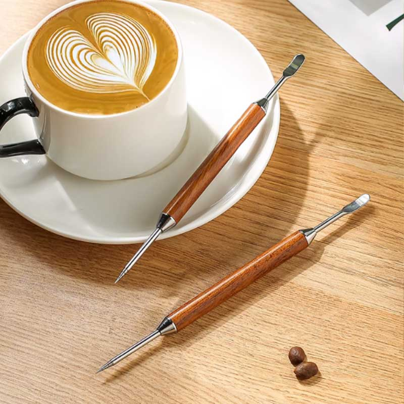 Coffee Latte Art Needle, Latte Art Tool, Hook Needle, Stainless Steel Latte Art Pen, Professional Tool, Carving Needle, Solid Wood