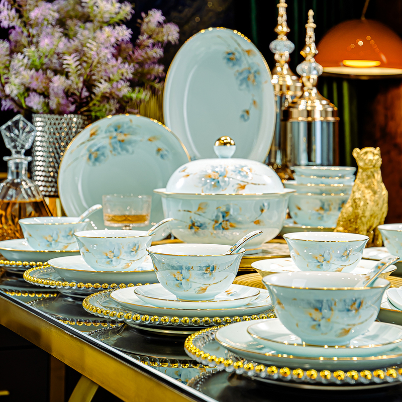 Jingdezhen High-Temperature Celadon Tableware Bowl and Plate Set 2026 New Ceramic Underglaze Color Dinner Plate Combination for Home Use and Gift Giving Jingdezhen High-Temperature Celadon Tableware Bowl and Plate Set 2026 New Ceramic Underglaze Color Dinner Plate Combination for Home Use and Gift Giving