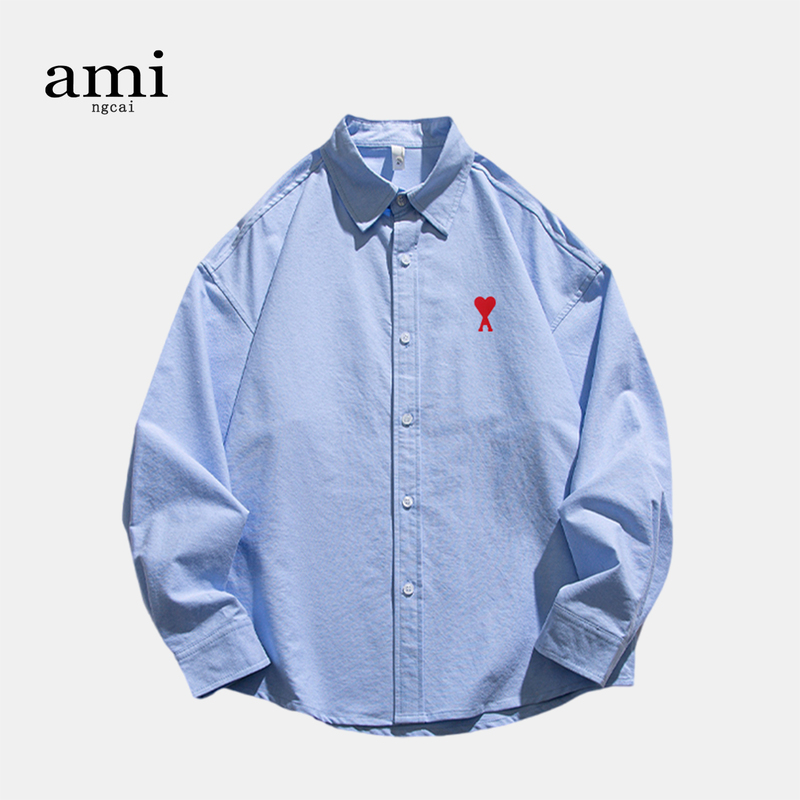 Ami Ngcai Official Long-Sleeved Shirt for Men and Women 2025 New Loose Casual Versatile Trendy Brand Pure Cotton Thin Jacket Ami Ngcai Official Long-Sleeved Shirt for Men and Women 2025 New Loose Casual Versatile Trendy Brand Pure Cotton Thin Jacket