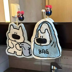 Cute puppy towel hanging super absorbent thickened towel handkerchief coral fleece towel kitchen U